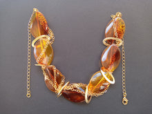 statement amber and gold chain necklace handmade in Juan les pins by Marie France Design