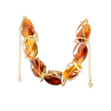 Statement amber and gold necklace handmade in the south of France by Marie France Design