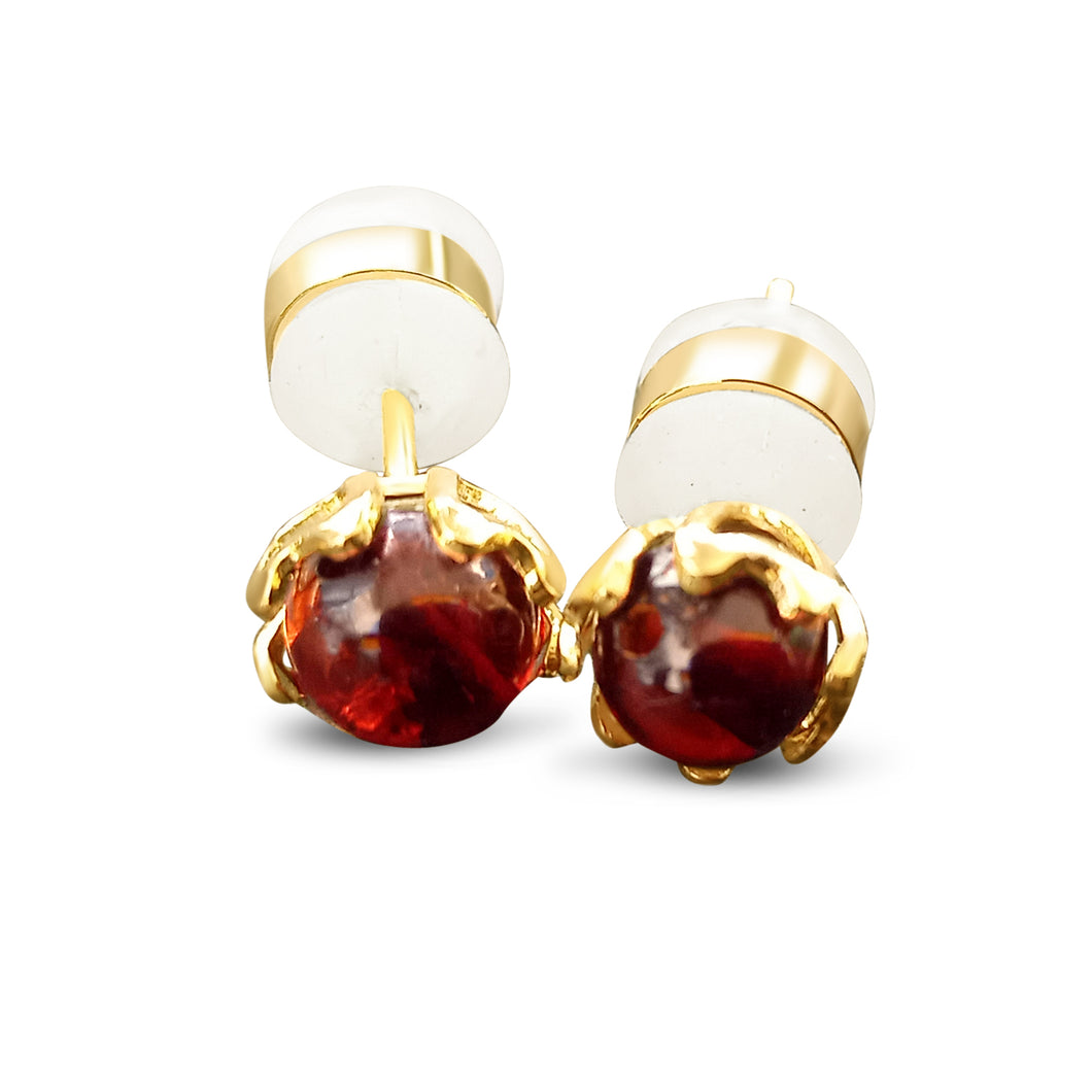 Cognac natural amber earrings handmade by Marie France Design