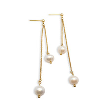 Perle des neiges natural pearls and gold handmade earrings by Marie France Design
