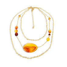 Amber Wave Necklace 18K Gold plated handmade with love in France by Marie France Design