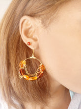 Amber creole handmade earrings by Marie France Design