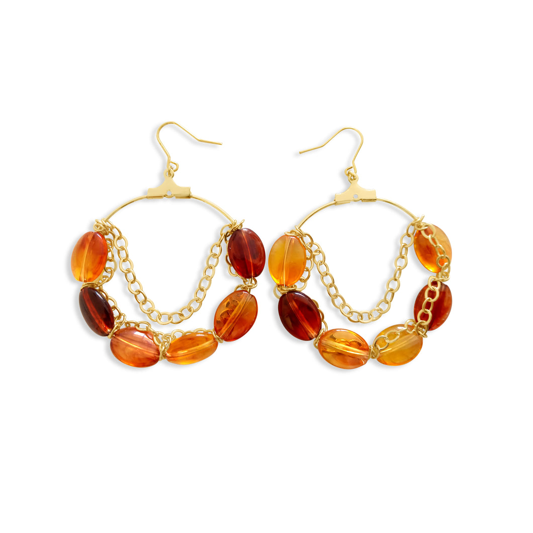 Simili Amber creole earrings 18K gold plated by Marie France Design