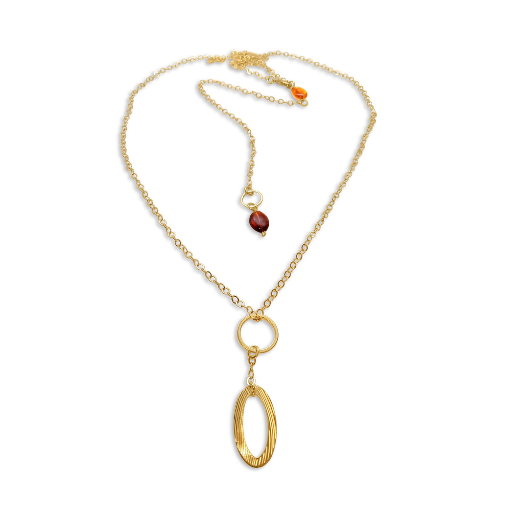 Juan les Pins Amber and Gold necklace by Marie France Design